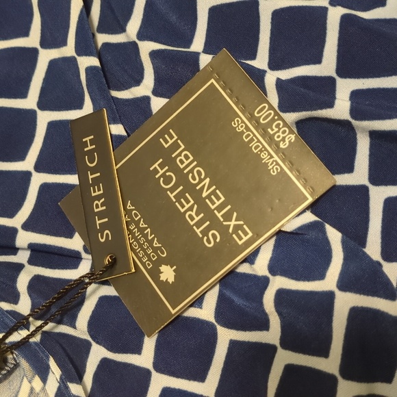 DKR Women's Stretch Blue and White Diamond Pattern Sleeveless Dress Large - Picture 13 of 14